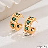 Elegant Copper Heart Zirconia C-shaped Stud Earrings for Women's Daily Party IP4284-1-1