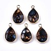 Teardrop Assembled Synthetic Bronzite and Regalite/Imperial Jasper Pendants G-N330-022-D01-1