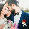 2Pcs Silk Cloth Imitation Rose Boutonniere AJEW-CP0008-47-4
