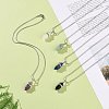 5Pcs 5 Style Natural Mixed Gemstone Bullet Pendant Necklaces Set with 304 Stainless Steel Snake Chains for Women NJEW-JN04147-7