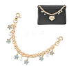 Alloy Enamel Flower with ABS Plastic Pearl Round Bead Charm Iron Chain Bag Decorative Chains HJEW-FS00054-02-1
