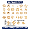 90Pcs 15 Styles Brass Bead Caps KK-PH0012-19B-2