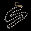 304 Stainless Steel with Glass Faceted Rondelle Bead Handmade Link Chain Birth Stone Necklaces for Women NJEW-G195-01G-12-4