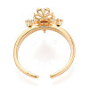 Crown Brass Micro Pave Clear Cubic Zirconia Cuff Ring Settings KK-T076-24G-3