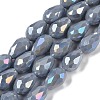 Opaque Solid Color Electroplate Glass Beads Strands EGLA-N013-P8mm-B05-1