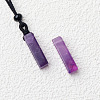 Natural Amethyst Cuboid Pendant Black Cotton Cord Necklaces FS-WG3353C-01-1