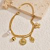 304 Stainless Steel Crystal Rhinestone and Imitation Pearl Butterfly Flower Charm 2-Strand Bracelets for Women WG73EE1-01-2