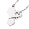 Non-Tarnish 302 Stainless Steel Heart Puzzle Pendant Lariat Necklaces NJEW-I118-01P-3