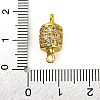 Brass Micro Pave Clear Cubic Zirconia Hollow Column Connector Charms KK-A230-05F-G-3