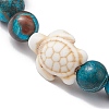 Summer Beach Turtle Dyed Synthetic Turquoise & Round Ocean Jasper Beaded Stretch Bracelets for Women BJEW-JB10937-02-3