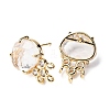 Brass Micro Pave Cubic Zirconia Stud Earring Findings with Natural Quartz Crystal KK-Z096-05G-08-2