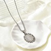 304 Stainless Steel Oval with Virgin Pendant Box Chain Necklaces NJEW-H055-08P-3