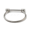 304 Stainless Steel D Shape Bar Screw Bangle with Cubic Zirconia LS-STAS-E057-01P-1