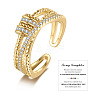 Brass Micro Pave Clear Cubic Zirconia Rotating Cuff Rings FS-WG95F24-05-1