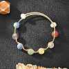 Round Mixed Gemstone Braided Bangle with Natural Pearl BJEW-JB08000-4