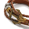 Braided PU Leather & Waxed Cords Multi-strand Bracelets BJEW-P329-07B-AG-2