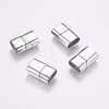 Tarnish Resistant Rectangle 304 Stainless Steel Magnetic Clasps with Glue-in Ends LS-STAS-M195-11-1
