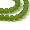 Lime Green Frosted Round Transparent Glass Bead Strands X-GLAA-S031-6mm-34-2