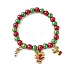 Christmas Bell & Candy Cane & Deer Alloy Enamel Charm Bracelets BJEW-JB10823-1