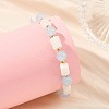 8MM Round Natural White Moonstone and Column Dyed White Jade Beaded Stretch Bracelets BJEW-JB14488-2