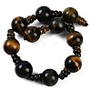 Natural Yellow Tiger Eye & Dyed Blue Tiger Eye(Dyed & Heated) 3-Hole Guru Beads Strands G-H064-E05-02A-3