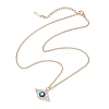 Alloy Crystal Rhinestone Cable Chain Blue Enamel Eye Pendant Necklaces for Women NJEW-JN04977-01-4