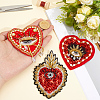 3Pcs 3 Styles Heart with Eye Polyester Sew on Patches DIY-GF0013-24-3