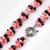 Synthetic Coral Beaded Necklaces NJEW-S414-36-2