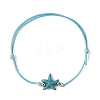 2Pcs 2 Colors Ocean Dyed Synthetic Turquoise Starfish Beaded Adjustable Waxed Polyester Cord Bracelets for Women BJEW-JB14242-4