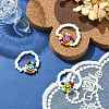 Flower with Smiling Face Acrylic & Glass Seed Stretch Ring for Women RJEW-TA00069-4