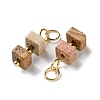 Natural Picture Jasper Cuboid Beaded Pendants STAS-C120-02G-04-2