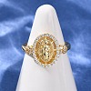 Religion Brass Micro Pave Cubic Zirconia Cuff Open Rings RJEW-F204-06G-1