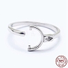 Anti-Tarnish Adjustable Rhodium Plated 925 Sterling Silver Cuff Finger Ring Components STER-I016-045P-6