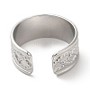 304 Stainless Steel Twist Rope Pattern Open Cuff Ring for Women RJEW-I098-15P-3