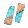 Transparent Resin & Walnut Wood Pendants RESI-S389-040A-B03-2