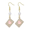 Alloy Crystal Rhinestone Rectangle with Heart Dangle Earrings EJEW-JE05491-03-1