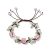 Electroplated Natural Rose Quartz Chip Bead Braided Bead Bracelets for Women BJEW-TA00610-01-2