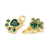 Brass Pave Cubic Zirconia Paw Print Charms KK-I355-17G-07-2