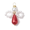 5Pcs Glass Pearl Pendants PALLOY-JF03081-3