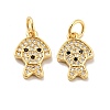 Dog Brass Micro Pave Clear Cubic Zirconia Charms KK-G425-14G-1