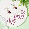Star Glass Seed Beaded Dangle Tassel Earrings EJEW-MZ00777-03-1