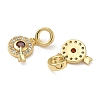 Brass Micro Pave Organge Red and Clear Cubic Zirconia Arrow with Target Shape European Dangle Charms KK-L257-25G-2
