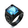 316L Stainless Steel & Cubic Zirconia Men's Vintage Carved Finger Rings FS-WG82D33-65-1