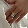 304 Stainless Steel Pave Cubic Zirconia Finger Rings for Women CU-CBAA973-06G-2