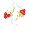 Flower with Round Acrylic & Glass Bead Dangle Earrings EJEW-JE06634-01-5