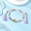 Flat Round Polymer Clay Braided Bead Bracelets BJEW-JB11500-2