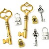 8Pcs 4 Styles Tibetan Style Alloy Skeleton Key Lock Pendants FIND-FS0002-11-3