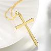 Golden Plated Zinc Alloy Cable Chain Cross Pendant Necklaces NJEW-BB01585-4