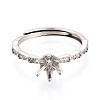 Rhodium Plated 925 Sterling Silver Micro Pave Cubic Zirconia Engagement Solitaire Ring Settings STER-N016-77P-2
