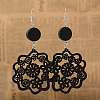 Filigree Flower Wood Dangle Earrings EJEW-I180-08-1